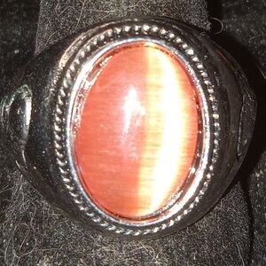 BLOWOUT Ladies Beautiful Wide Band ORANGE Cat's-eye Stone Ring SZ 9.5